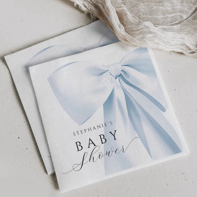 Blue Bow Baby Shower Paper Napkins (Creator Uploaded)
