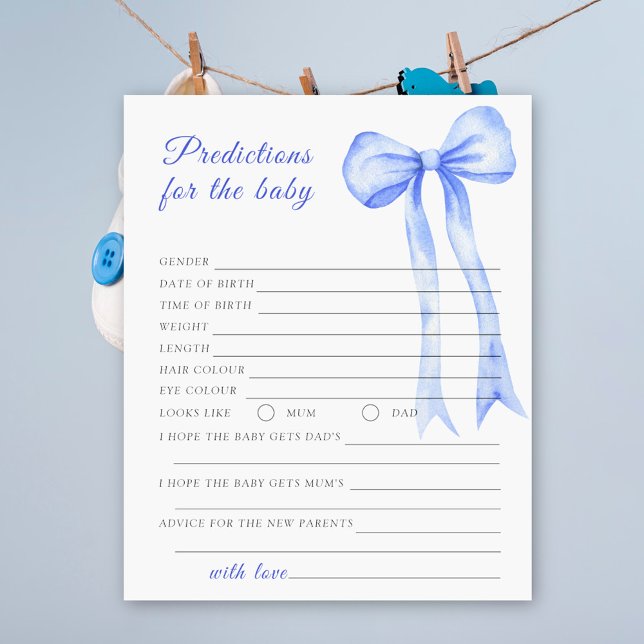 Blue bow baby shower Predictions and advice baby (Creator Uploaded)