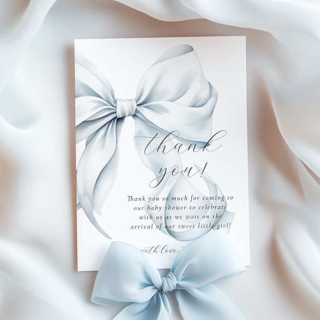 Blue Bow Baby Shower Thank You Card (Creator Uploaded)