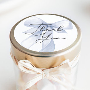 Blue Bow Baby Shower Thank You Favour Classic Round Sticker