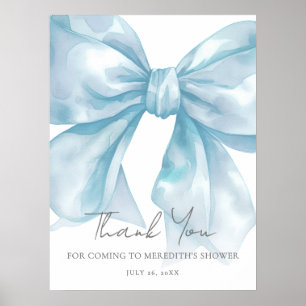 Blue Bow Baby Shower Thank You Sign