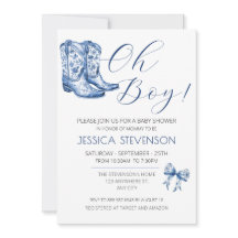 Blue Bow Baby Shower Watercolor