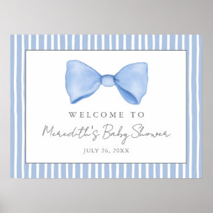 Blue Bow Baby Shower Welcome Sign