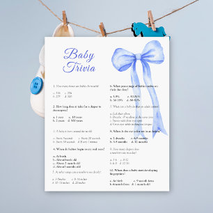 Blue bow - Baby Trivia   Baby Shower Game