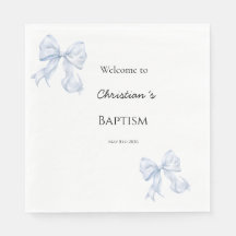 Blue Bow Baptism Napkins
