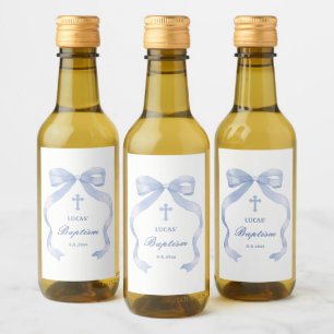 Blue Bow Baptism Wine Label