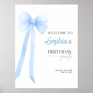 Blue Bow Birthday Poster