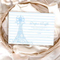 Blue Bow Bonjour Bebe Baby Showe Diapper Raffle