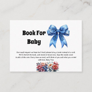Blue Bow Book For Baby Enclosure Card