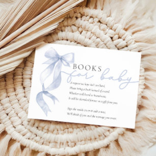 Blue Bow Books for Baby Baby Shower Enclosure Card