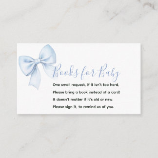 Blue Bow Books for Baby Boy Shower Coquette Enclosure Card
