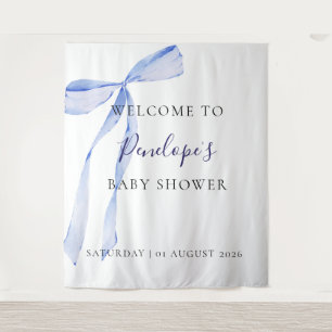 Blue Bow Boy Baby Shower Backdrop Tapestry Decor