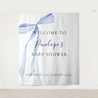Blue Bow Boy Baby Shower Backdrop Tapestry Decor