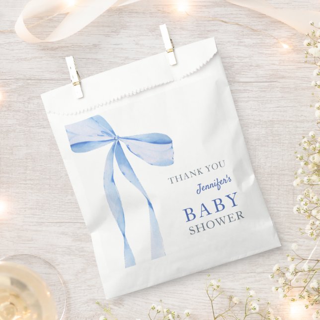 Blue Bow Boy Baby Shower  Favour Bag (Clipped)