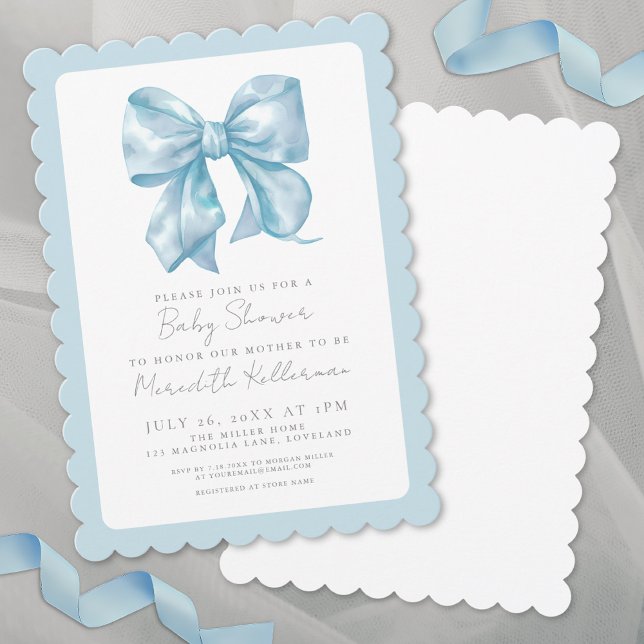 Blue Bow Boy Baby Shower Invitation (Blue Bow Boy Baby Shower Invitation)