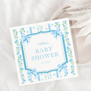 Blue Bow Boy Baby Shower Napkin
