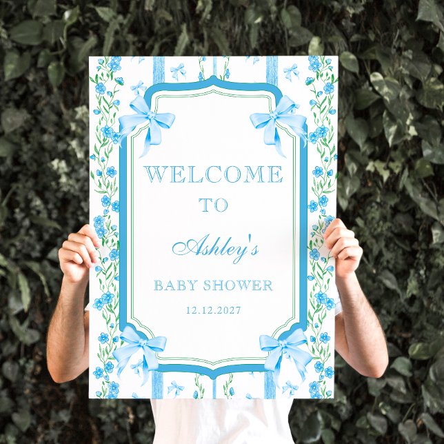Blue Bow Boy Baby Shower Poster (Creator Uploaded)