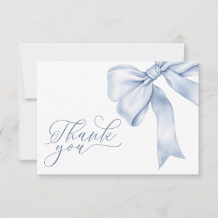 Blue Bow Boy Baby Shower Thank You Card