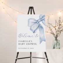 Blue Bow Boy Baby Shower Welcome Sign
