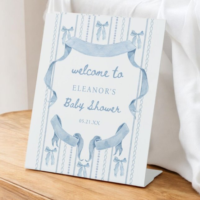 Blue Bow Boy Baby Shower Welcome Table Sign (Creator Uploaded)
