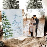 Blue Bow Boy Christmas Tree Oh Baby Baby Shower  Invitation<br><div class="desc">Invite your guests to a festive celebration with this charming Blue Bow Boy Christmas Tree Oh Baby Photo Baby Shower Invitation. Featuring a sweet blue bow and a beautifully adorned Christmas tree, this design is perfect for a boy's winter baby shower. The playful "Oh Baby" greeting adds a touch of...</div>
