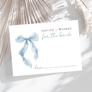 Blue Bow Bridal Shower Advice Wishes For The Bride Enclosure Card