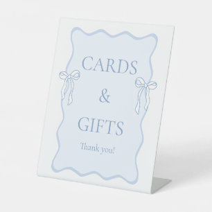 Blue Bow Bridal Shower Cards & Gifts Pedestal Sign