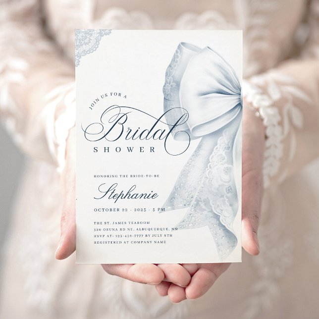 Blue Bow Bridal Shower Invitation (Creator Uploaded)