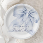 Blue Bow Bridal Shower Paper Plate<br><div class="desc">This elegant paper plate features a charming blue bow perfect for a "something blue" bridal shower. Designed in soft pastel watercolor,  it combines romantic handwritten script with trendy whimsical elements. Ideal for a dusty blue bridal shower.</div>