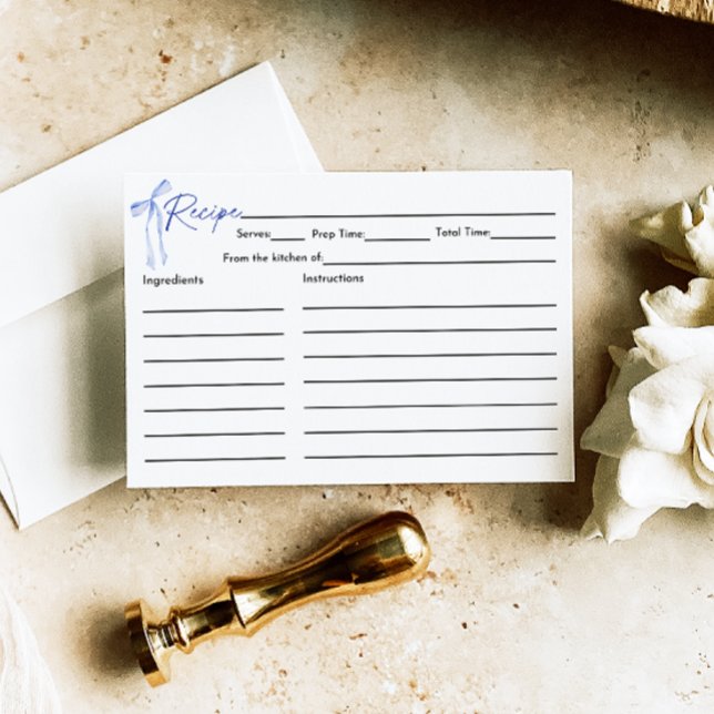 Blue Bow Bridal Shower Recipe Card (Creator Uploaded)
