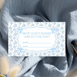 Blue Bow Bridal Shower Recipe for the Bride Enclosure Card
