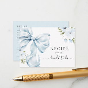 Blue Bow Bridal Shower Recipe Request Enclosure Card