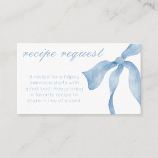 Blue Bow Bridal Shower Recipe Request Enclosure  Card
