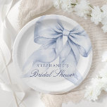 Blue Bow Bridal Shower small Paper Plate<br><div class="desc">This elegant paper plate features a charming blue bow perfect for a "something blue" bridal shower. Designed in soft pastel watercolor,  it combines romantic handwritten script with trendy whimsical elements. Ideal for a dusty blue bridal shower.</div>