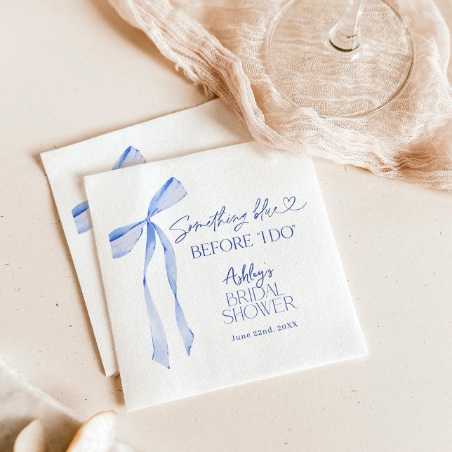 Blue Bow Bridal Shower, Something Blue Before I Do Napkin (Creator Uploaded)