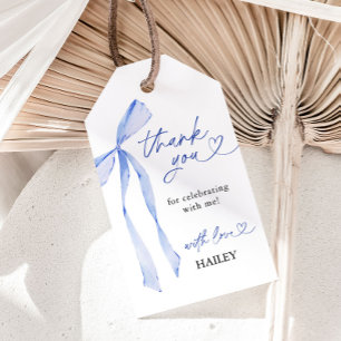 Blue Bow Bridal Shower Thank You, Favour Tags