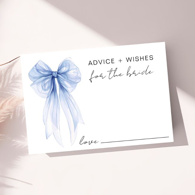 Blue Bow Bride Bridal Shower Advice And Wishes Enclosure Card (Creator Uploaded)