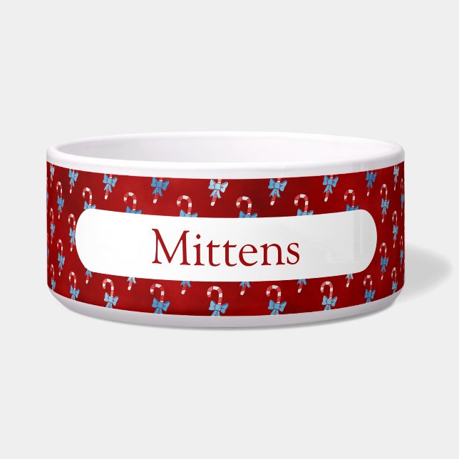 Blue Bow Candy Cane Red Christmas Holiday  (Front)