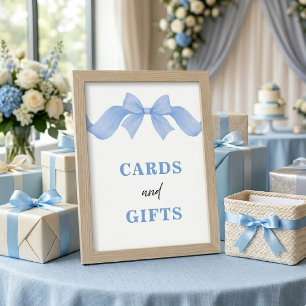 Blue Bow Cards and Gifts Bridal Shower Sign