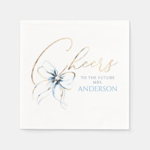 Blue Bow Cheers To The Future Mrs Bridal Shower Napkin
