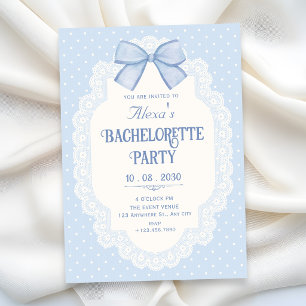 Blue bow choquette bachelorette party invitation