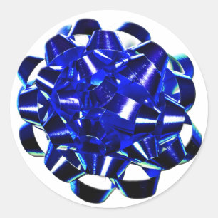 Blue Bow Christmas Packaging Sticker
