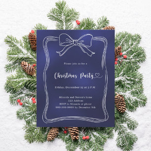 Blue bow Christmas Party invitation