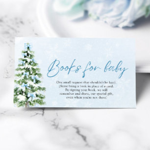 Blue Bow Christmas Tree Books for Baby Baby Shower Enclosure Card