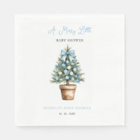 Blue Bow Christmas Tree Merry Little Baby Shower