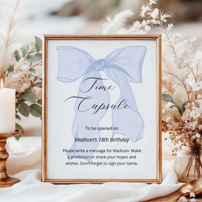 Blue Bow Coquette 1st Birthday Time Capsule Poster (Creator Uploaded)