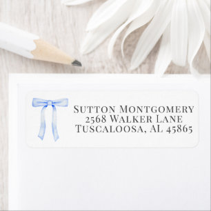 Blue Bow Coquette Address Return Address Label
