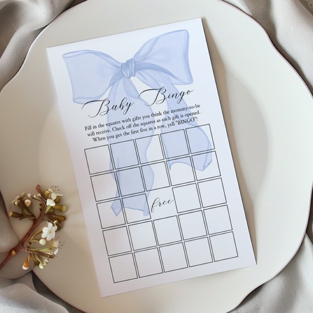 Blue Bow Coquette Baby Shower Baby Bingo game (Creator Uploaded)