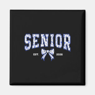 Blue Bow Coquette Floral Senior 2026 Graduation Cl Magnet