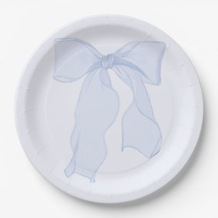 Blue Bow Coquette Paper Plate